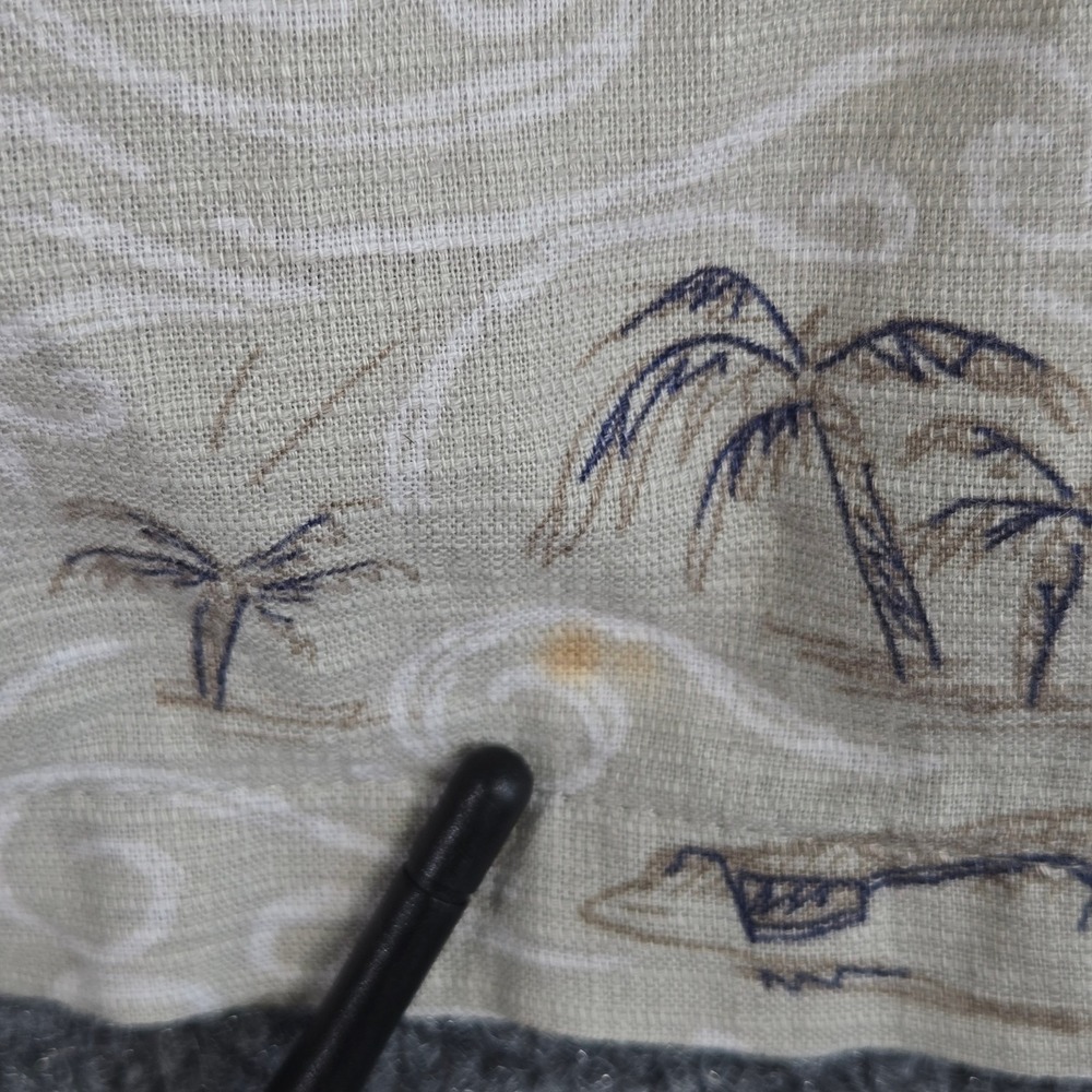 Columbia Mens Hawaiian 100% Cotton Large Short Sleeve Shirt Beige Cool Sharks - Picture 8 of 12